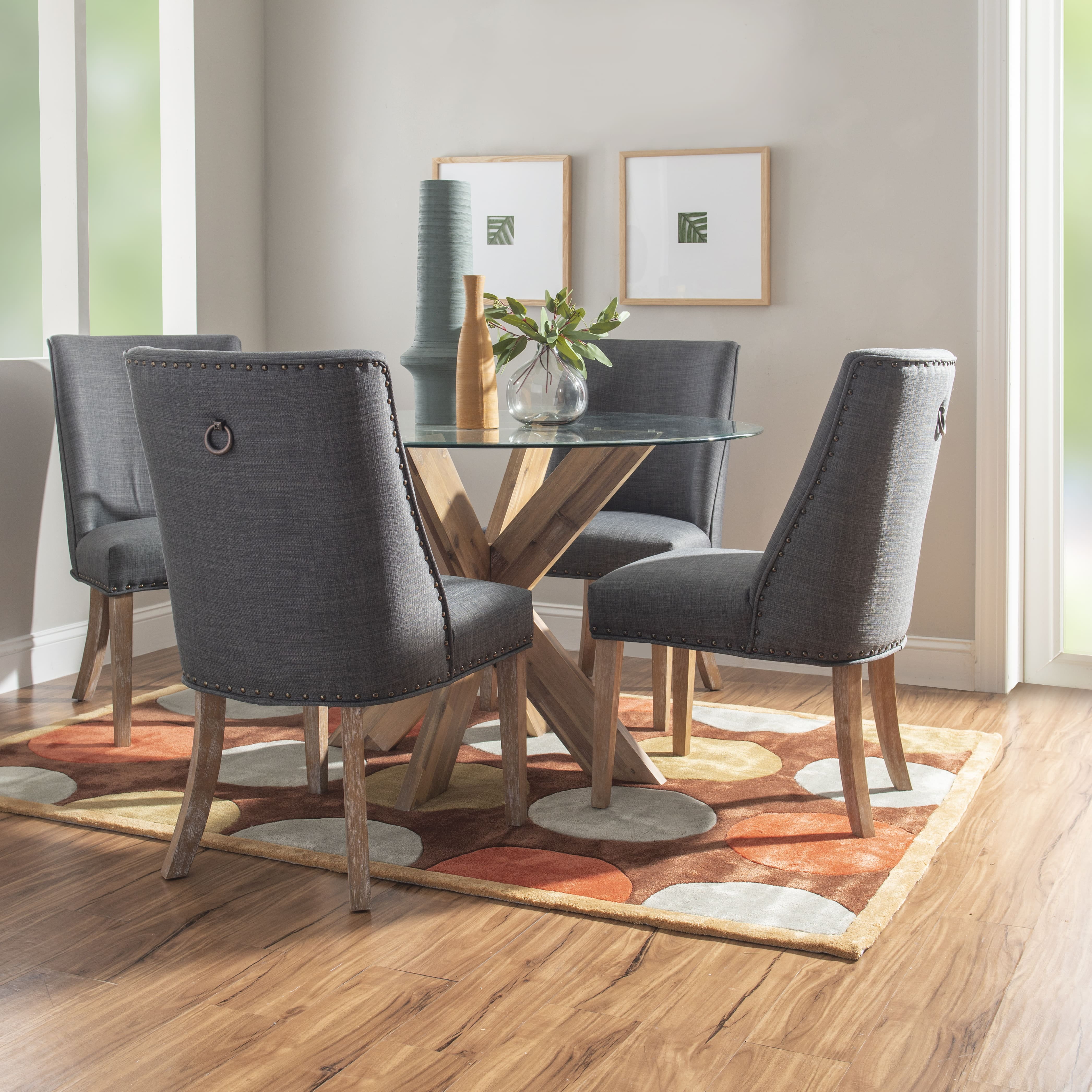 Powell Augusta Upholstered Dining Chair, Set of 2, Natural with Gray