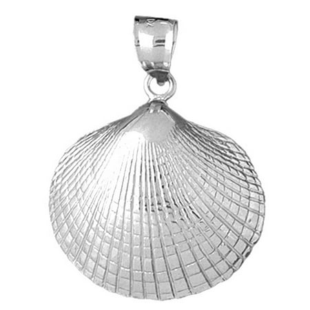 18K White Gold Shell Pendant - 41 mm