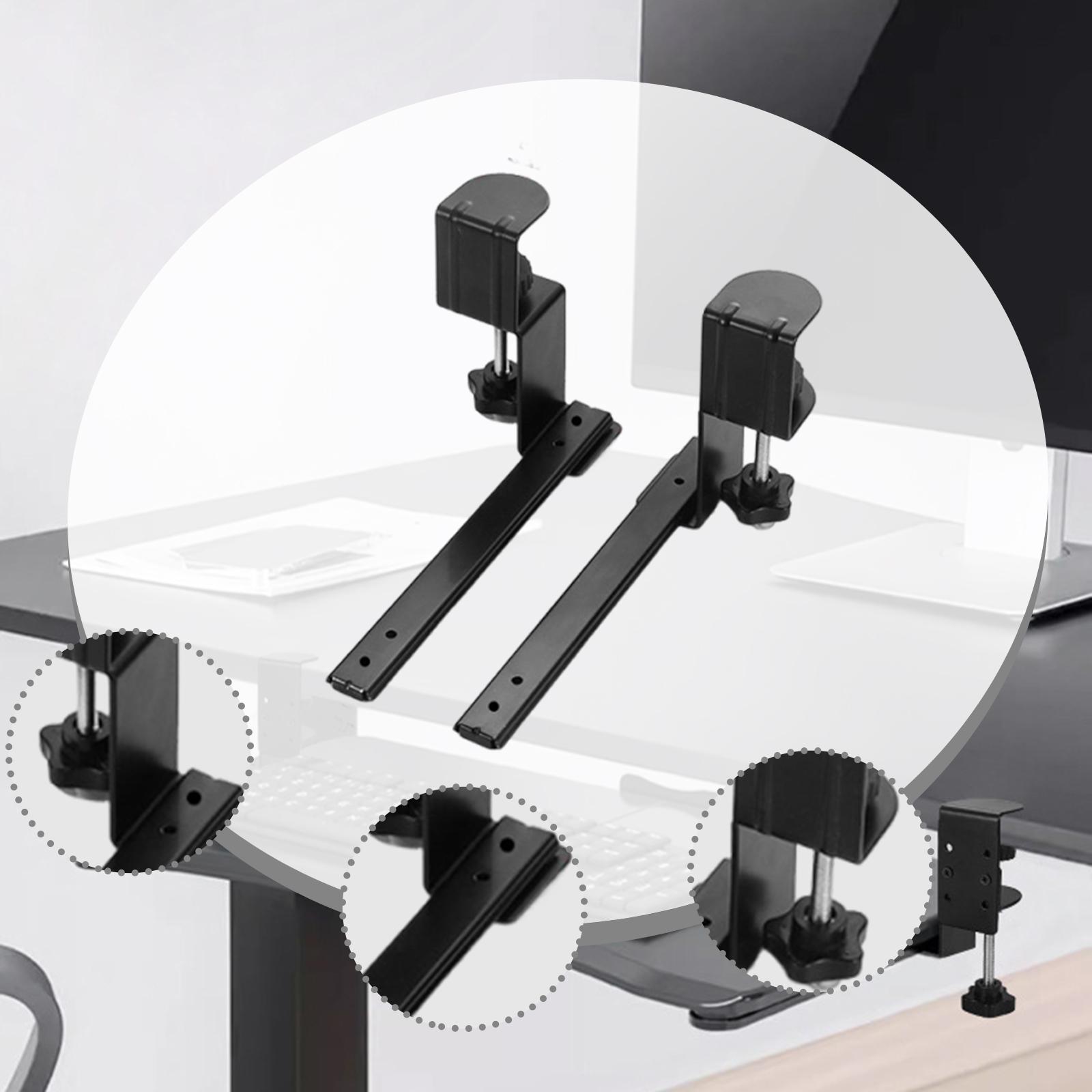 2 Pack Under Desk Keyboard Tray Slide Hardware Desk Extender Heavy Duty Steel Clamp on for Office Table Cabinet