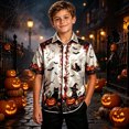 thumbnail image 4 of Kiijoy Boys Halloween Party Shirt Kids Button Down Short Sleeve Shirt, White, Sizes 4-14, 4 of 5