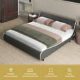 thumbnail image 6 of Infans King Upholstered Platform Bed Frame Low Profile Faux Leather Curved Headboard, 6 of 7