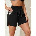 thumbnail image 2 of Sociala Women's Double Layer Swim Bottoms High Waisted Drawstring Bermuda Shorts Swimwear, 2 of 6