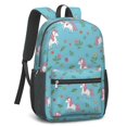 thumbnail image 2 of Unicorn and Flower Blue Pattern 17" School Backpacks for Teens,Waterproof Oxford Fabric,S-Shape Padded Straps for School,Travel,Hiking,Camping, 2 of 6