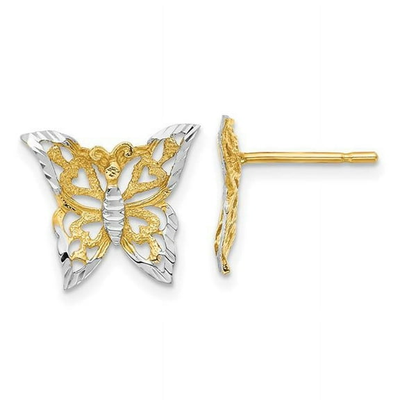 Primal Gold 10 Karat Yellow Gold with Rhodium-plated Butterfly Post Earrings