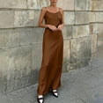 thumbnail image 2 of Sentmoon Robe Modeste Robe Froncée Été 2026 Couleur Unie Sans Manches Dos Nu Coupe Régulière Bretelles Spaghetti Robe de Plage pour Vacances à la Plage S-TTG, 2 of 9