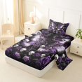 thumbnail image 2 of Homewish Halloween Horror Skull Twin Sheets,Purple Rose Butterfly Bedding,3 Pieces,1 Fitted Sheet and 1 Pillowcase, 2 of 6