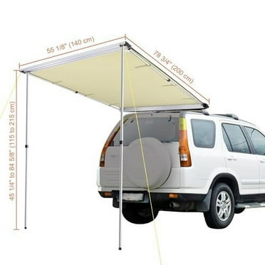 Yescom 4.6x6.6' Car Side Awning SUV Truck Vehicle Awning Rooftop Pull Out Tent Shelter PU2000mm UV50  Shade SUV Outdoor Camping Travel Beige
