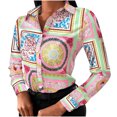 thumbnail image 2 of Puntoco Mujer Verano Moda Delgado Profesional Cuello en V Estampado Casual Manga completa tops Blusa Puntoco Puntoco-7528, 2 of 5