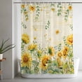 thumbnail image 4 of Summer Floral Shower Curtain, Watercolor Rustic Retro Sunflower Eucalyptus Leaves Waterproof Shower Curtain Set with 12 Hooks Lightweight Bath Curtains Fabric Bathroom Decor 60x72 Inches, 4 of 9