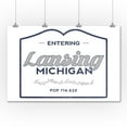 thumbnail image 1 of Lansing, Michigan - Now Entering (Blue) - Lantern Press Artwork (36x54 Giclee Gallery Print, Wall Decor Travel Poster), 1 of 1