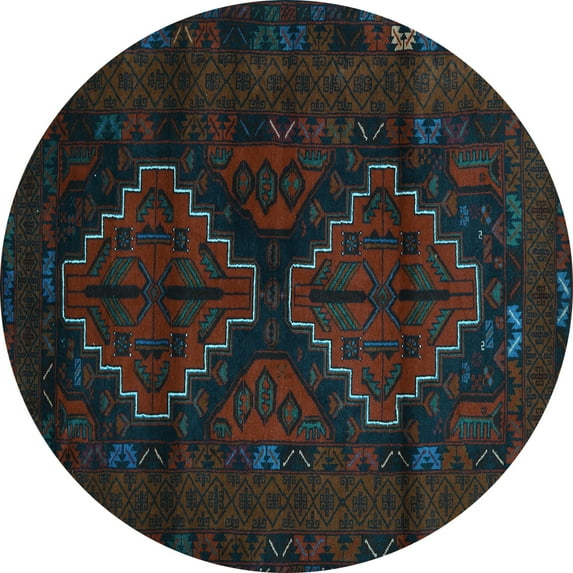 Ahgly Company Indoor Round Persian Light Blue Traditional Area Rugs, 7' Round