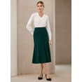 thumbnail image 3 of DARING DIVA Women's High Elastic Waist Fishtails Midi Skirts for Work M Green Blue, 3 of 6