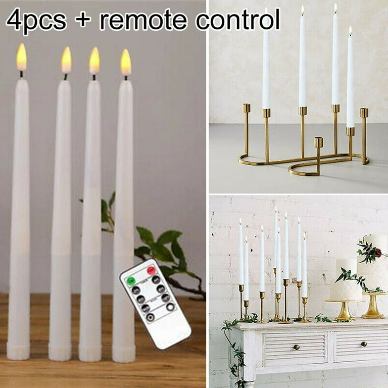 Vacushop 12pcs Flameless Taper Floating Candles with Magic Wand Remote, Halloween Christmas Birthday Home Decor, Flickering Warm Light, Battery