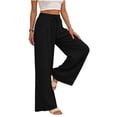 thumbnail image 3 of Lzobxe Pants for Women Wide Leg Linen Summer Casual Palazzo Flowy with Pocket Drawstring Loose Lightweight,Sizes S-4XL, 3 of 7