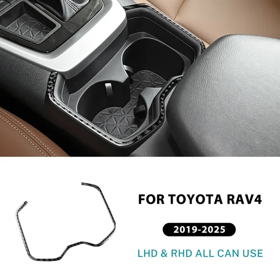 For Toyota RAV4 XA50 2019 2020 2021 2022 2023 2024 2025 LHD RHD Car Front Rear Drain Cup Holder Real Soft Carbon Fiber Sticker.