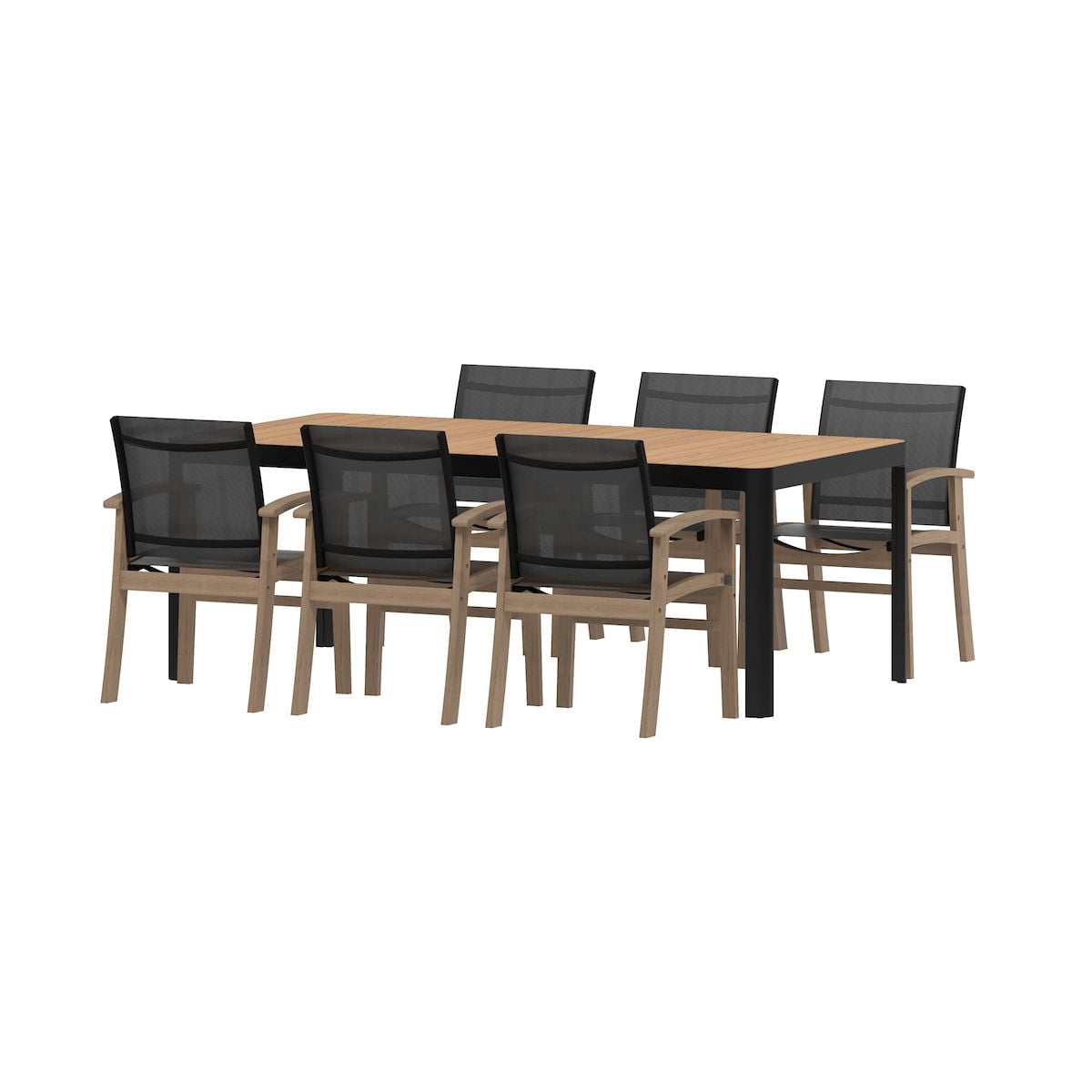 CityHarmony 7-Piece 100% FSC Teak Wood and Aluminum Rectangular Patio Dining Set