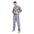 thumbnail image 5 of GLOBAL Mens Yarn Pajama Set 100% Cotton, Long Sleeve Button Down PJ Set for Men Plaid Men's Sleepwear, Sizes S-3XL, 5 of 5