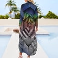 thumbnail image 5 of Robe en Chiffon Géométrique Néon Imprimé Vision Extraterrestre Robes de Plage Femmes Manches Longues Élégantes Col en V Graphique Oversize Robe Décontractée, 5 of 5