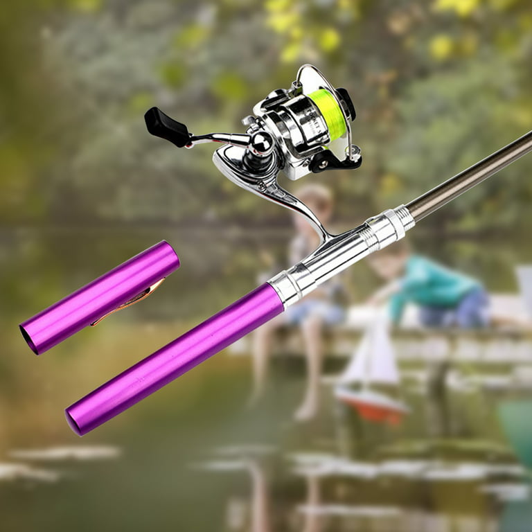 Opolski 1.6m Pen Shape Telescopic Mini Fishing Pole Rod with Metal Spinning  Reel Wheel