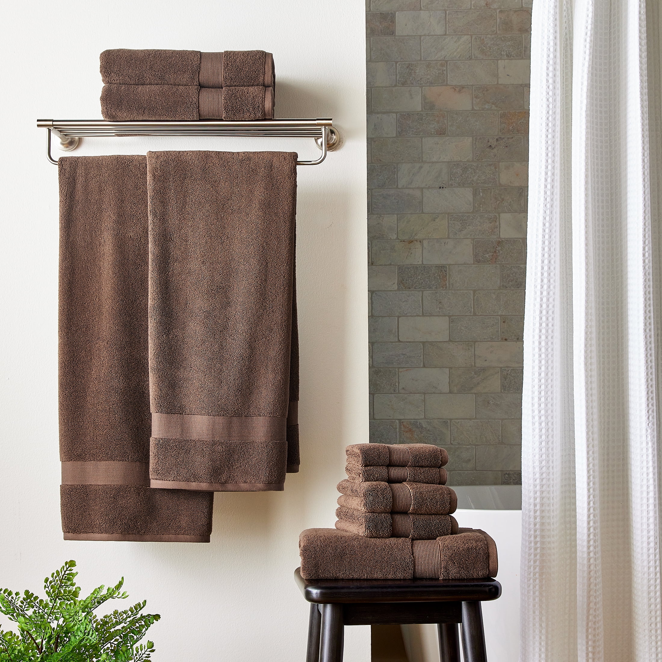 Better Homes & Gardens Signature Soft Solid Cotton 2 Piece Bath Sheet Set,Brown Basket