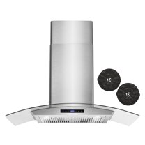 Cosmo 36 in. Vista Collection Ductless Wall Mount Range Hood, Touch Controls, LED Lights, Stainless Steel