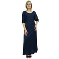 thumbnail image 3 of Bimba Women's Maxi Dress With Tassel Scarf Boho Navy Blue Summer Dresses-12, 3 of 9
