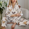 thumbnail image 5 of KLL Various Chicken Print Women's Long Sleeve Pajamas with Pants Sleepwear Loungewear 2 Set-Small, 5 of 7