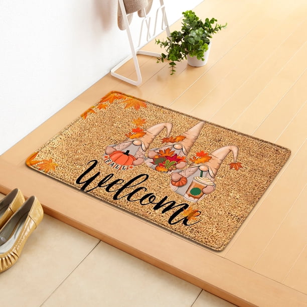 Felpudo de Acción de Gracias con diseño de muñeco sin rostro (40 x 60 cm) | Alfombra antideslizante y absorbente de agua | Alfombra lavable y duradera con tinte ecológico para entrada, pasillo, ba