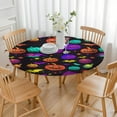 thumbnail image 3 of 44in Pumpkin Ghost Round Halloween Tablecloth with Elastic Edge, Fitted Table Cover for 36-44" Tables, Polyester Reusable Table Cloths Wipe Clean for Picnic, Dining, Outdoor Use and Party Decor, 3 of 7