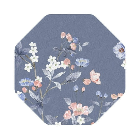 

Matuu Watercolor Flowers Butterfly for Cup Coasters Set of 6 Leather Coasters Desk Coasters for Office Measures 4” x 4” Octagon