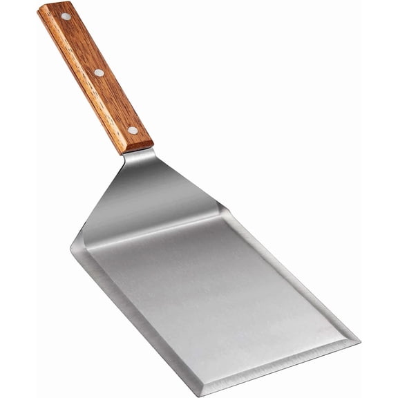 Stainless Steel Large Grill Spatula - 6 x 5 inch Heavy Duty Metal Spatula with Cutting Edges, Kitchen Griddle  grilling  Accessories, Smashed Burger Turner Scraper