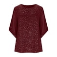 thumbnail image 6 of Ltctricy Women's Plus Size Tops Sparkly 3/4 Sleeve Crew Neck Curved Hem Glitter T Shirts Dressy Casual Blouses Club Party Shirts, 6 of 7