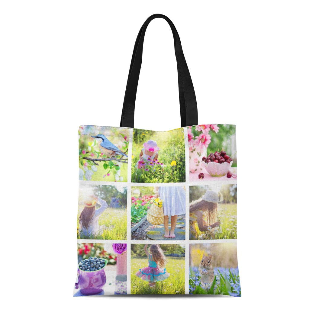 NUDECOR Canvas Tote Bag Personalized Custom 18 Family Collage Photos Customized Create Your ...