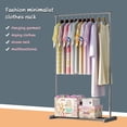 thumbnail image 2 of Simple Steel Rod Houseware Portable Closet Hanging Clothes Garment Rack Organizer Adjustable Dual Bars Indoor Hanger with Bottom Storage Shelf for Bedroom Balcony, 2 of 7
