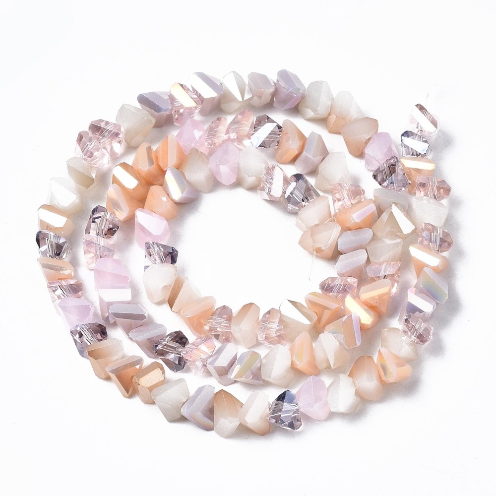 20Strand Electroplate Glass Beads Strands Triangle Pink 3.5x6x4.5mm Hole: 1mm about 100pcs/strand 13.39''(34cm)