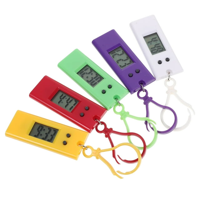5Pcs Keychain Electronic Watches Funny Key Ring Pocket Watches Examination Small Hanging Watches for Kids Students (Random Color)