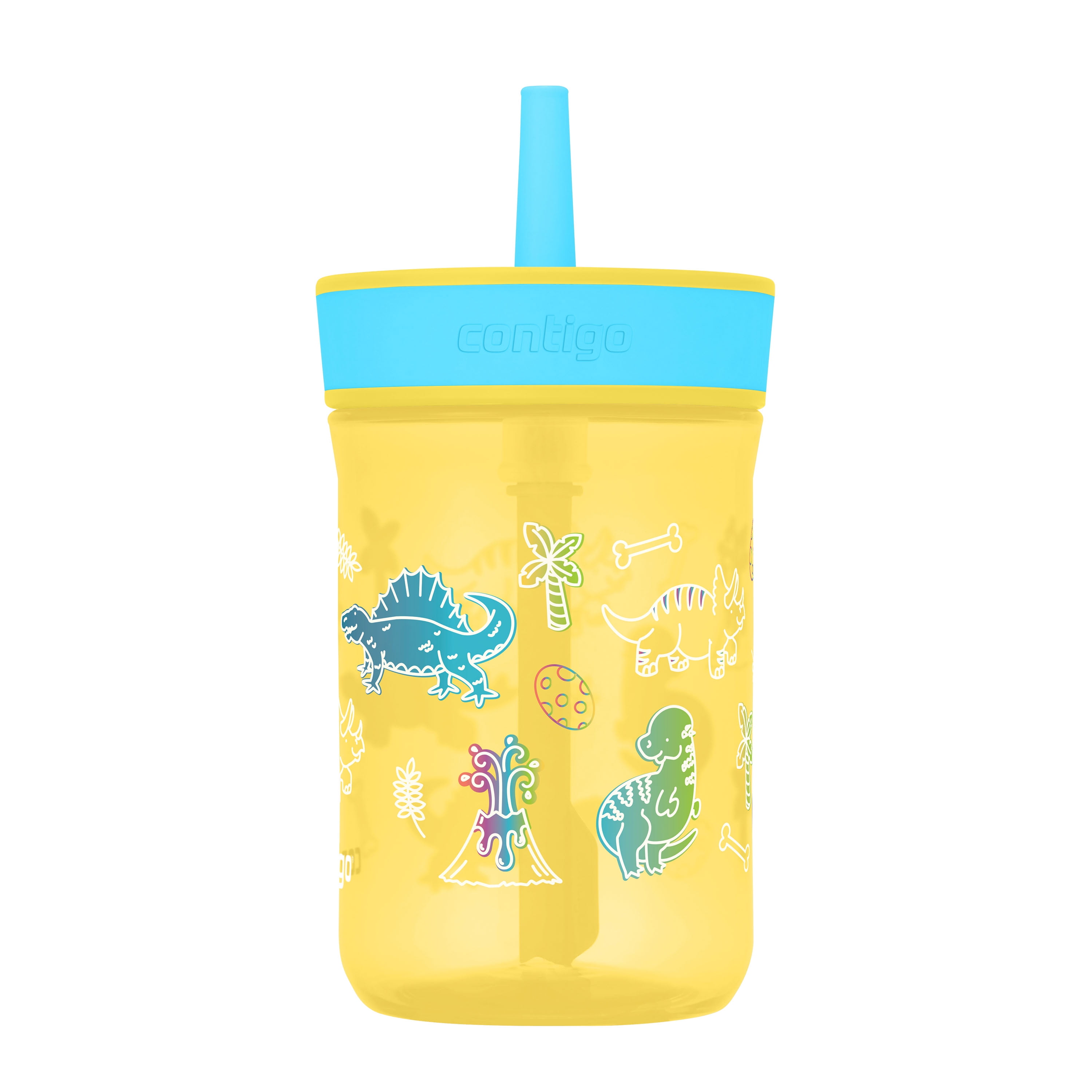 Contigo Kids Leighton Spill-Proof Tumbler with Straw, Pineapple Dinos, 14 oz (414 mL)