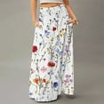 thumbnail image 2 of WTOBBY Women's Floral Print Flowy Maxi Skirt Bohemian Style Casual Summer Beach Long Skirt Elastic Waist Lightweight Tiered Pleated Skirt with Drawstring,White 2XL, 2 of 5