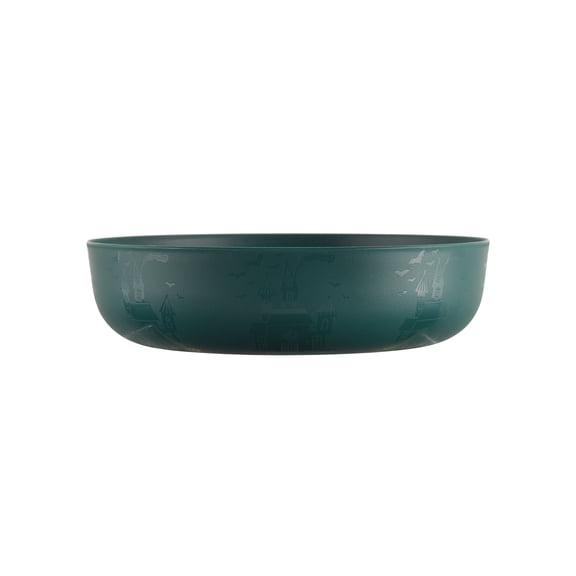 Mainstays 42 Ounce Round Plastic Etched Haunted House Dinner Bowl, Teal