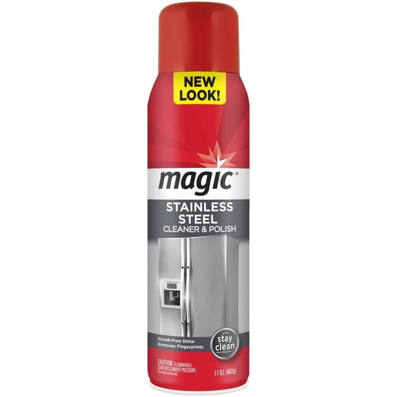 Stainless Steel Cleaner Aerosol - 17 Ounce - Removes Fingerprints Residue Water Marks and Grease From Appliances - Refrigerator Dishwasher Oven Grill etc