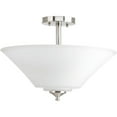 thumbnail image 2 of Progress Lighting Joy Collection 3-Light Semi-Flush Fixture, Brushed Nickel, White Etched Glass Shade, 2 of 7