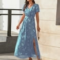 thumbnail image 4 of SMihono Robe Maxi Bohème d'Été pour Femmes Grande Taille Robe Longue à Manches Courtes Col en V Fendue Robe de Plage, 4 of 8