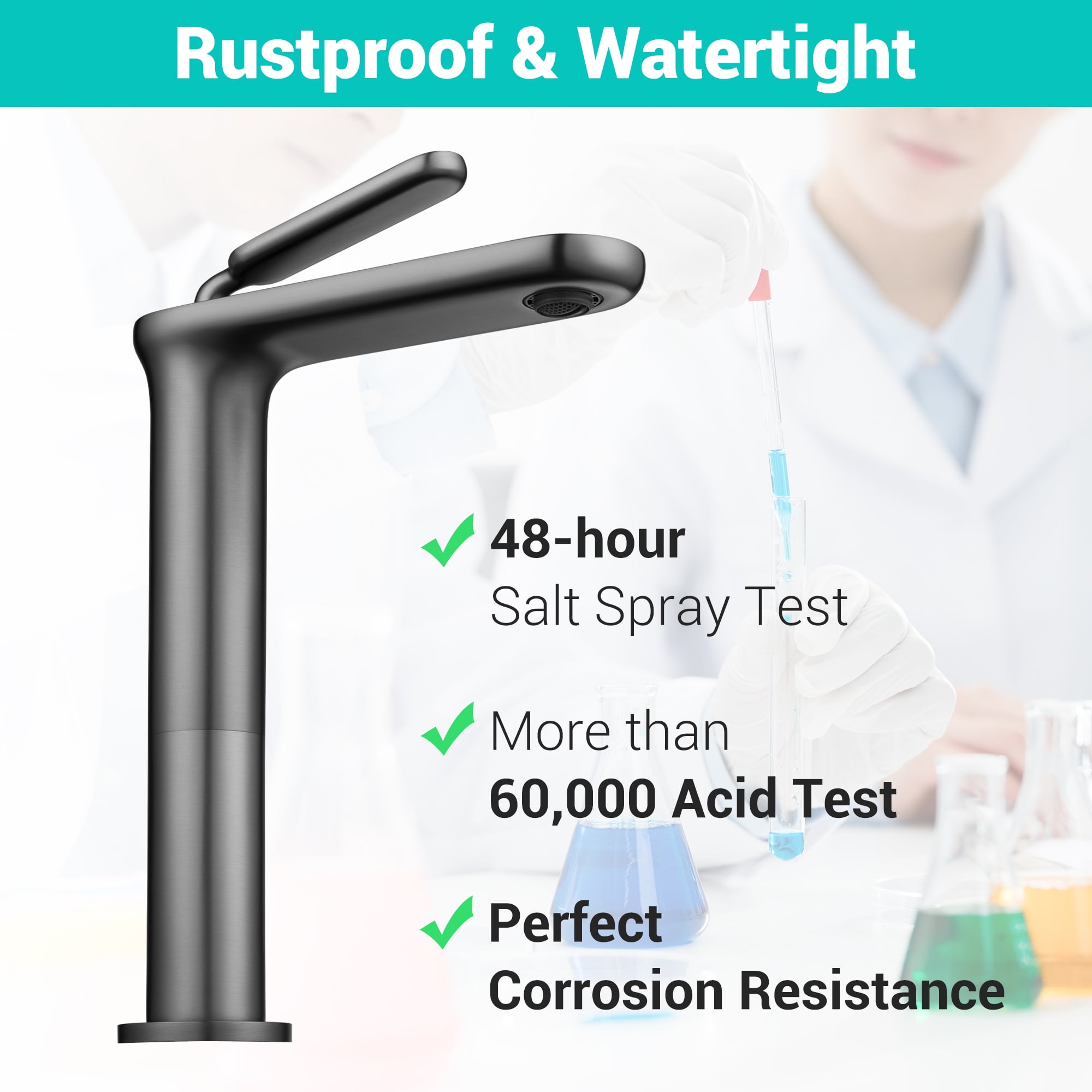 Aquaterior Single Handle Bathroom Vessel Sink Faucet Rv Lavatory Vanity Sink Mixer Tap Grey (CUPC NSF CEC)