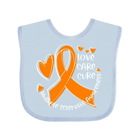 

Inktastic Love Care Cure Multiple Sclerosis Awareness Orange Ribbon Gift Baby Boy or Baby Girl Bib