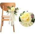 thumbnail image 3 of 6PCS Wedding Aisle Chair Decorations Pew Flowers, Rose Floral Wedding Chair Back Flowers with Leaves and Ribbons, Church Chair Bench Pew Flowers for Wedding Ceremony Decor, 3 of 9