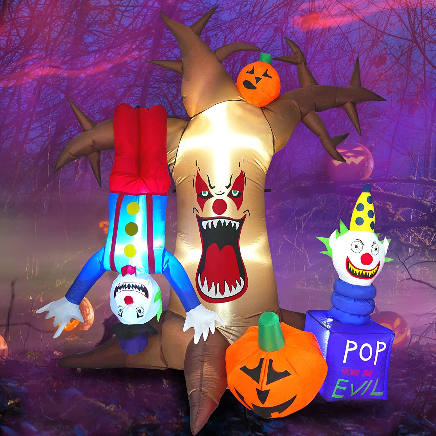 DiiKoo Halloween Inflatable Tree Outdoor Decorations with Clown and