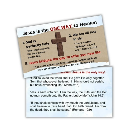Lashicorn Jesus is the Only Way Tract Wallet Card 30pk 2x3.5 Handouts Salvation Guide Roman Road Christian Door Knocking John 3:16, John 14:16