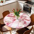 thumbnail image 2 of Rose Bow Elastic Fitted Round Table Cover Pink White Check Waterproof Outdoor Tablecloth for Holiday Party, Picnic, Patio & Dining Fits Tables Up to 36"-44", 2 of 8
