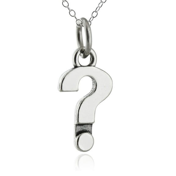 Sterling Silver Question Mark Necklace, 18" Chain