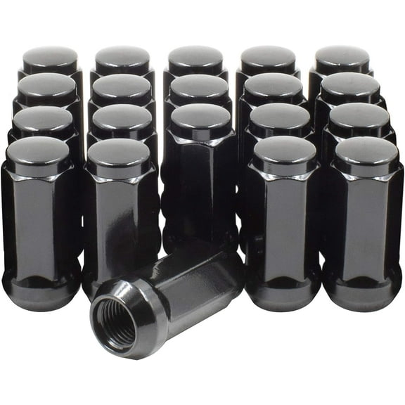 Wheel Accessories Parts 20 Pcs 14mm 1.50 14x1.50 Thread Bulge Acorn 1.90" Long Lug Nuts Black 3/4" Hex Fits 1990-99 Chevy C1500 GMC 1500 2012-18 Ram 1500 2019  Ram 1500 Classic